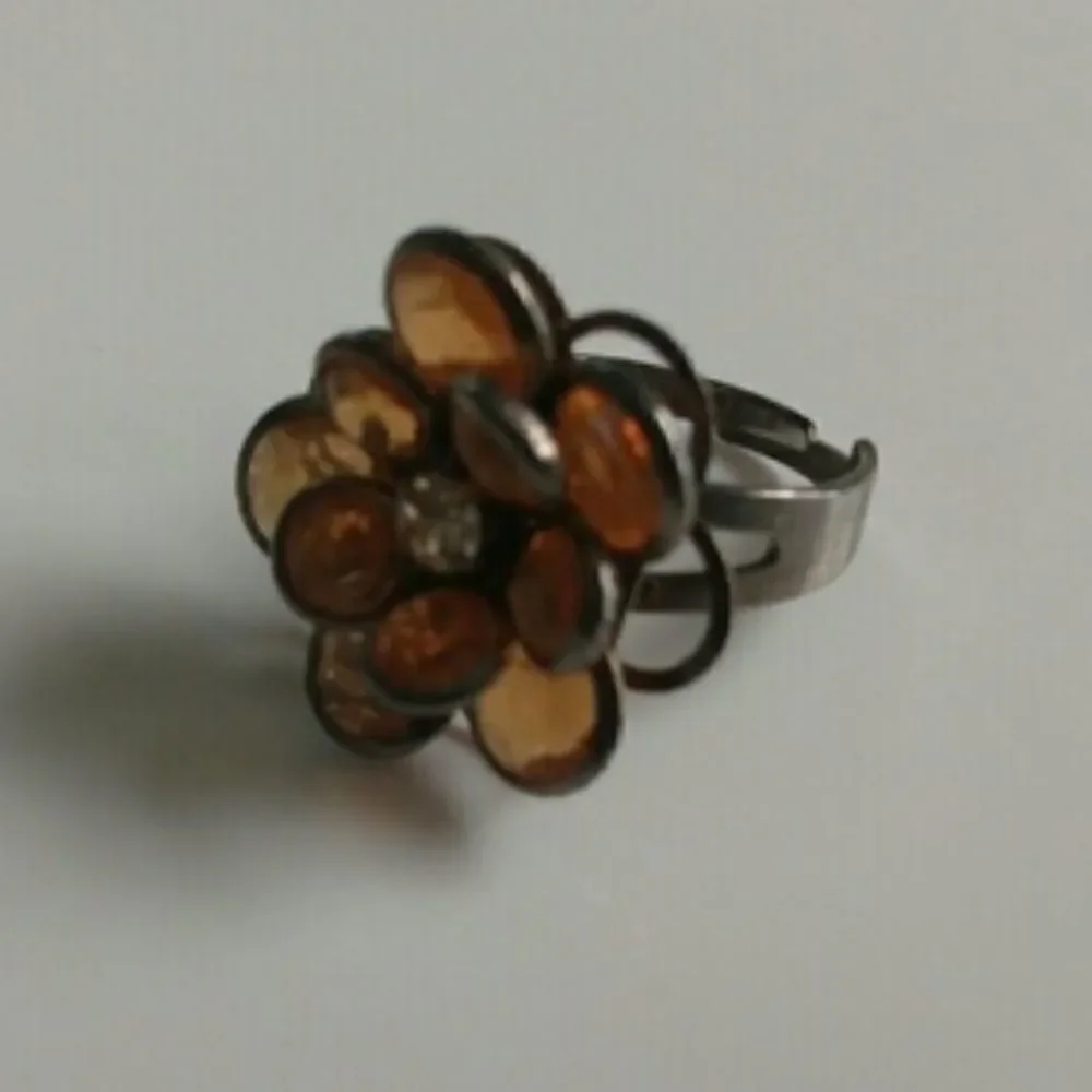 ‎Flower Ring, Orange Jewel Flower Ring (adjustable)